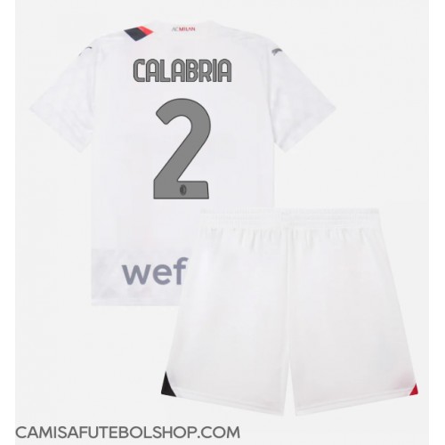 Camisa de time de futebol AC Milan Davide Calabria #2 Replicas 2º Equipamento Infantil 2023-24 Manga Curta (+ Calças curtas)